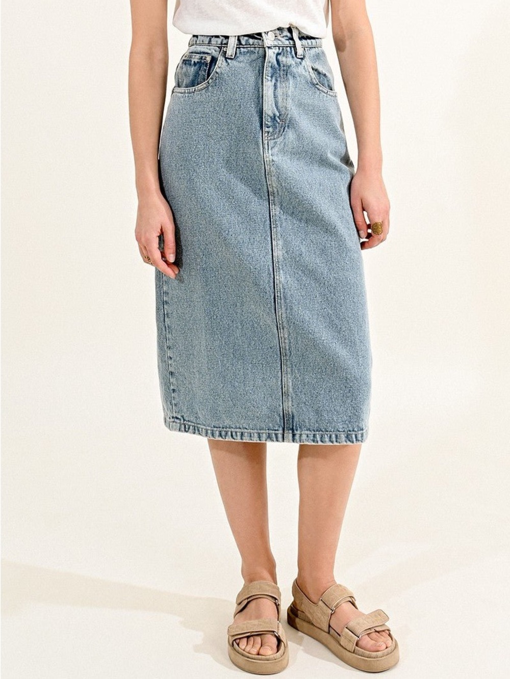 MOLLY BRACKEN PENCIL WASHED DENIM SKIRT ✨